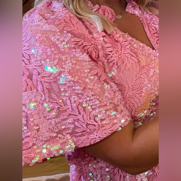Pink Sequin Mini Dress - Picture 16 of 16